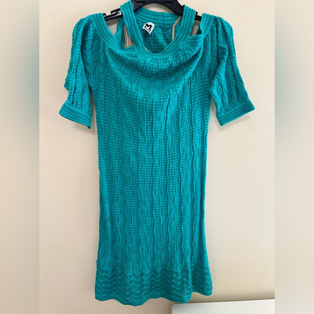 Missoni Turquoise Knit Dress with Cut out shoulders - Picture 2 of 8